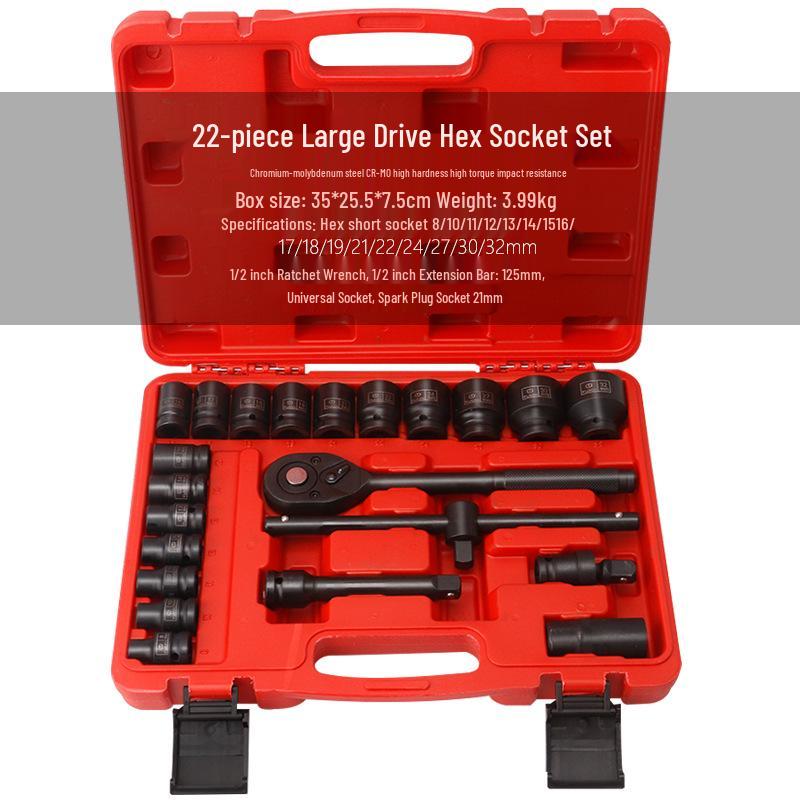 22-Piece Compact Wind Cannon Socket Wrench Set with Quick Ratchet for Vehicle Repair
