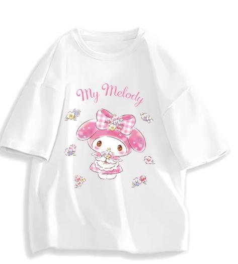 2026 New Fashion RoundNeck ShortSleeve TShirt Spring Summer Sanrio My Melody Women TShirt Unisex Trendy Cute Top Clothing