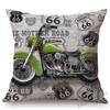 Classic Us Route 66 Vintage Motorcycle Poster Art Home Decorative Pillow Cover Retro American Style Cotton Linen Cushion Covers