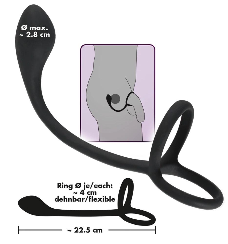 3in1 Penis Ring with Anal Plug - Black Velvets