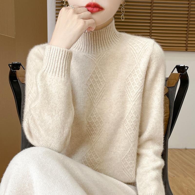 Suéter de cachemira para mujer Qinghe cachemira 30% cachemira 70% lana jersey de otoño e invierno cálido y a la moda