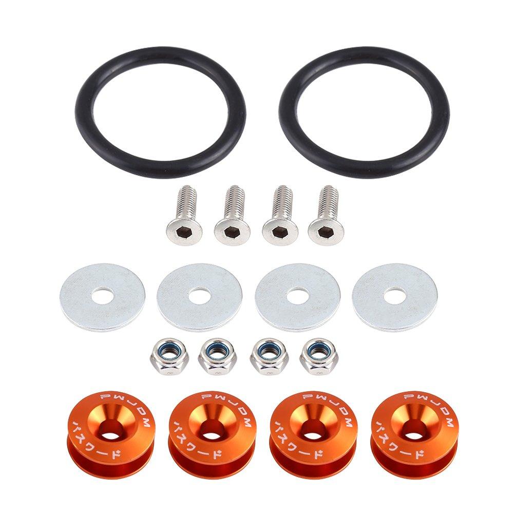 Quick Release Fastening Ring Kit Bumper Washer Aluminum Alloy Car Quick Release Fender 9 Colors Set of 4 Durable (Gold)