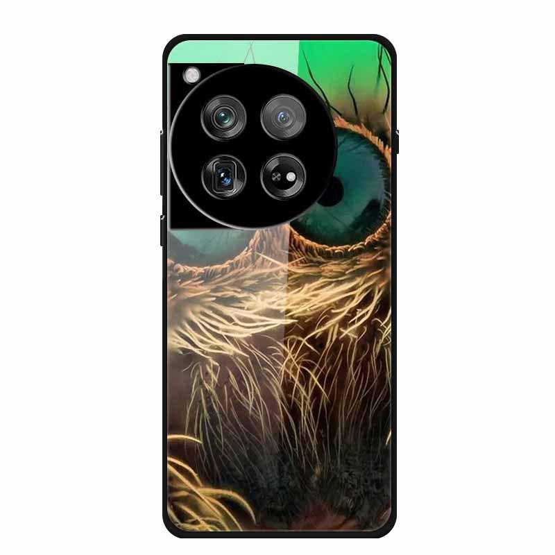 OnePlus 12 Case Tempered Glass Customized Colorful Golden Fruit Design