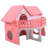 Cute Small Animal Cages Hamster House Single-Double layer Spinning Wheel Mouse Pet Cage House