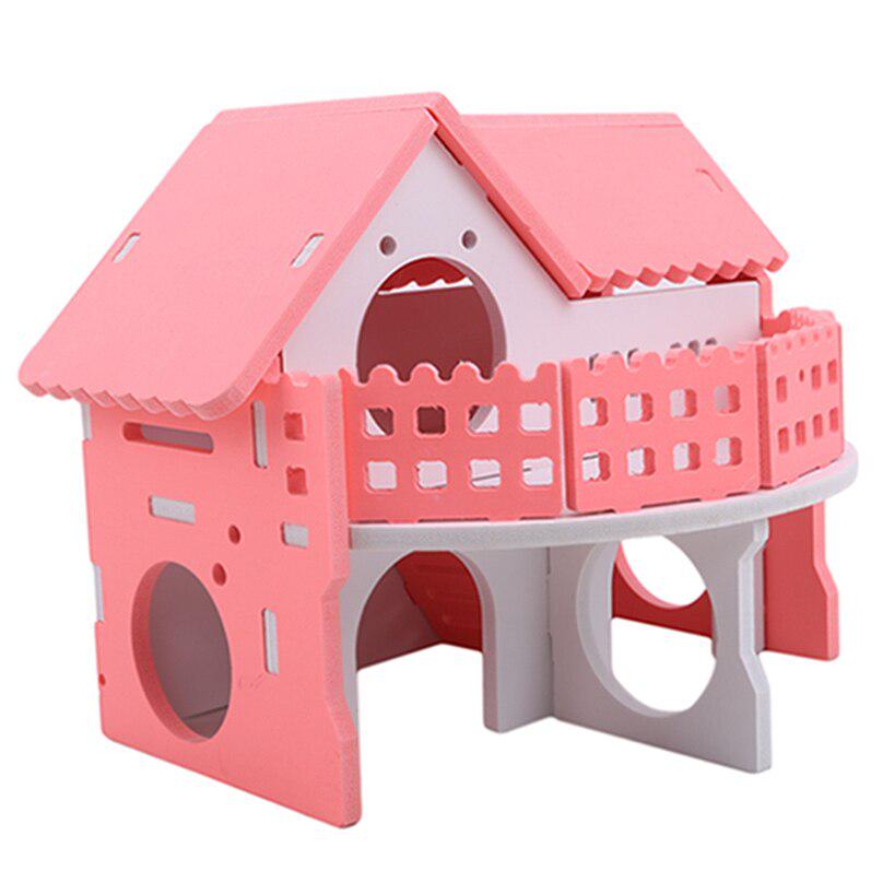 Cute Small Animal Cages Hamster House Single-Double layer Spinning Wheel Mouse Pet Cage House