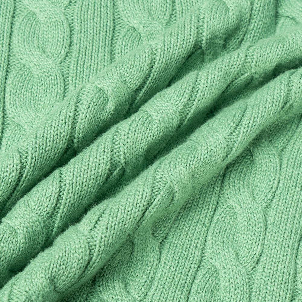 Polo Ralph Lauren Solid Color Logo Embroidered Cable Knit Crew Neck Sweater Men Sweater Green 710775885-052