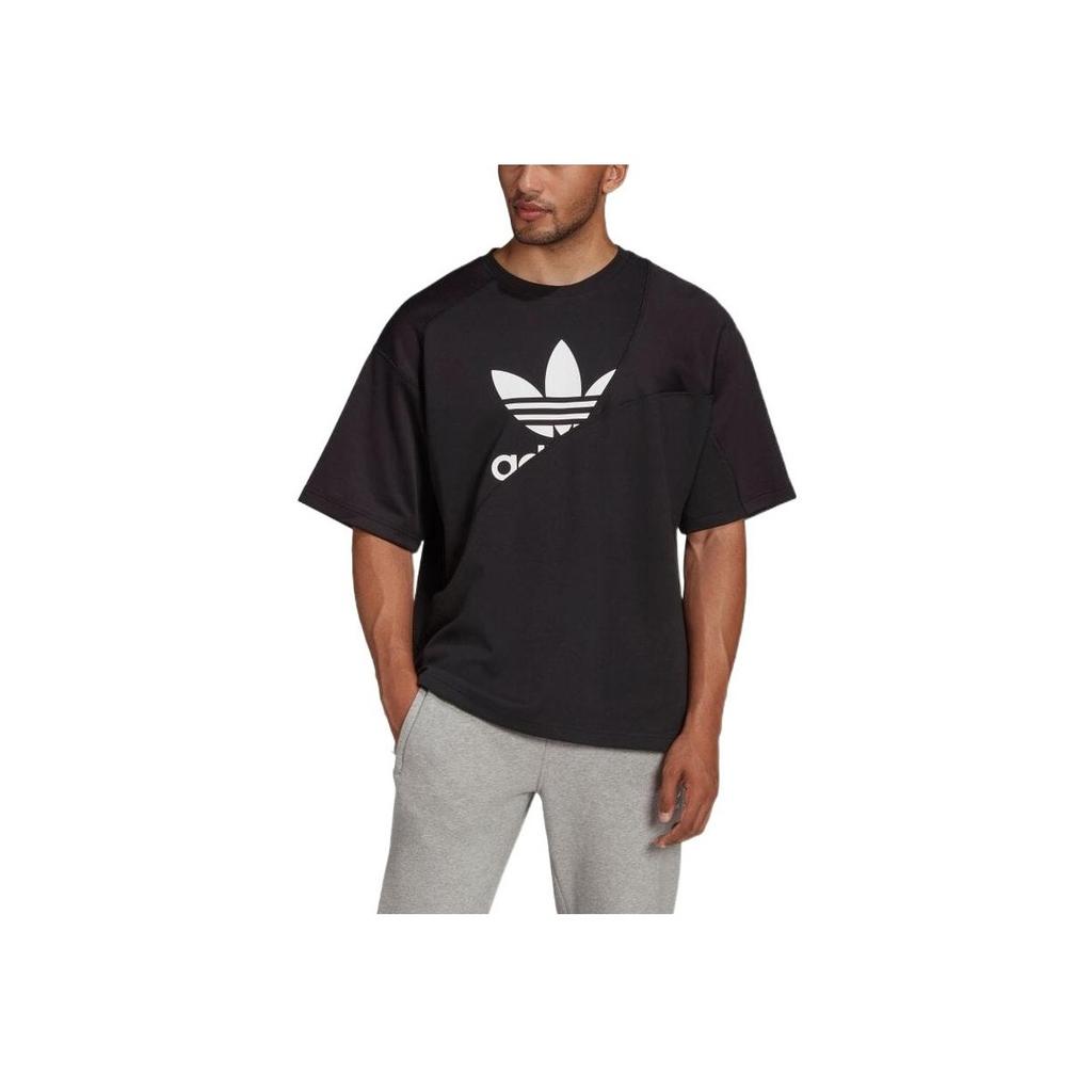 Adidas Originals Logo Print Crew Neck Casual T-Shirt Men Tops Black HG1438