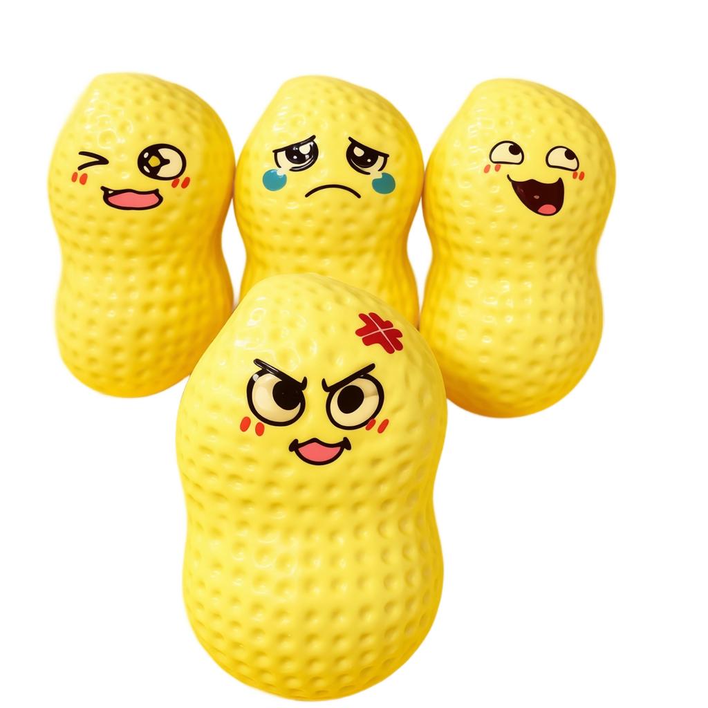 4pcs Soft Squeeze Peanut Stress Relief Toys Set Tactile Sensory Squishy Handheld Toys for Anxiety and Focus