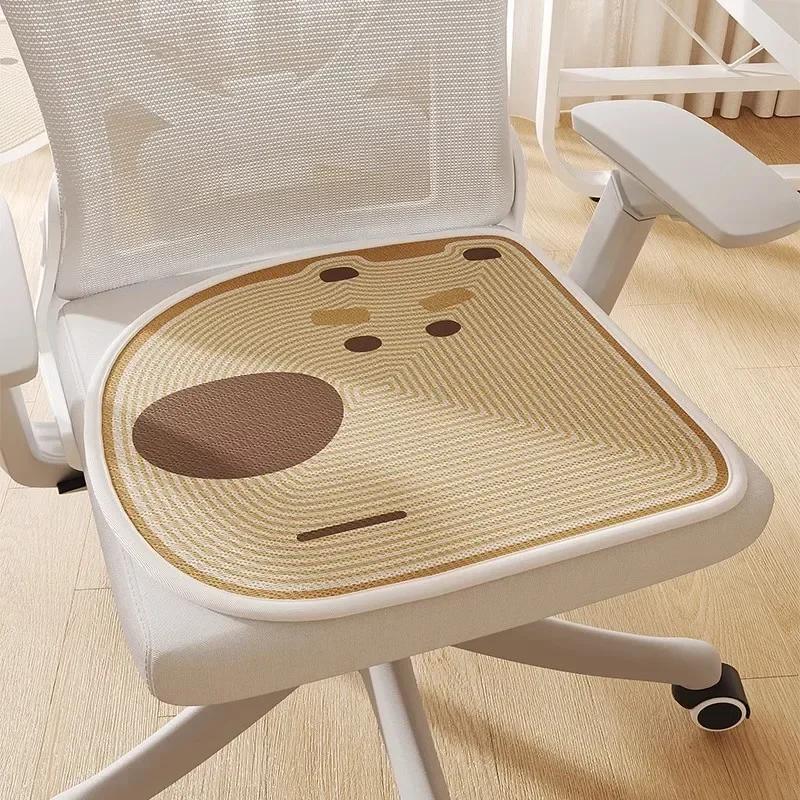 Cartoon Ice Silk Seat Cushion Breathable Summer Chair Pad | Non-Slip Cool Mat for Long Sitting | Office Home Use (Cute Design)