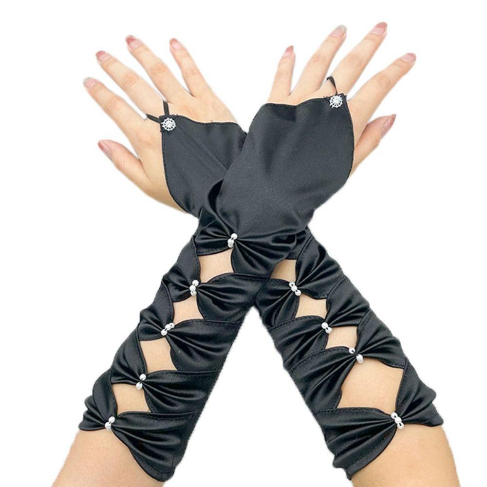 Arm Warmer Party Formal Gloves Bow Full Finger Gloves Temperament Women Long Gloves  Women