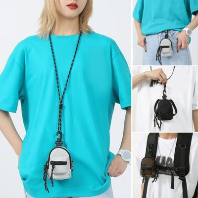 Mini-Hals-Geldbörse mit Karabiner im Hip-Hop-Stil, Wechselrucksackform, Münz-Schulranzen-Aufbewahrungstasche, Dekorationsanhänger