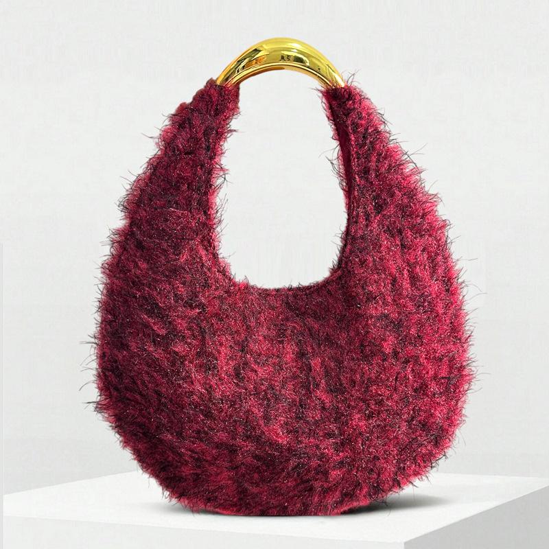 

Модная мягкая плюшевая сумка через плечо Полумесяц Облачные сумки Женская клатч-сумка Ручная сумка Крючком Женская сумка Хобо Сумка-тоут Вечерние сумки Шик