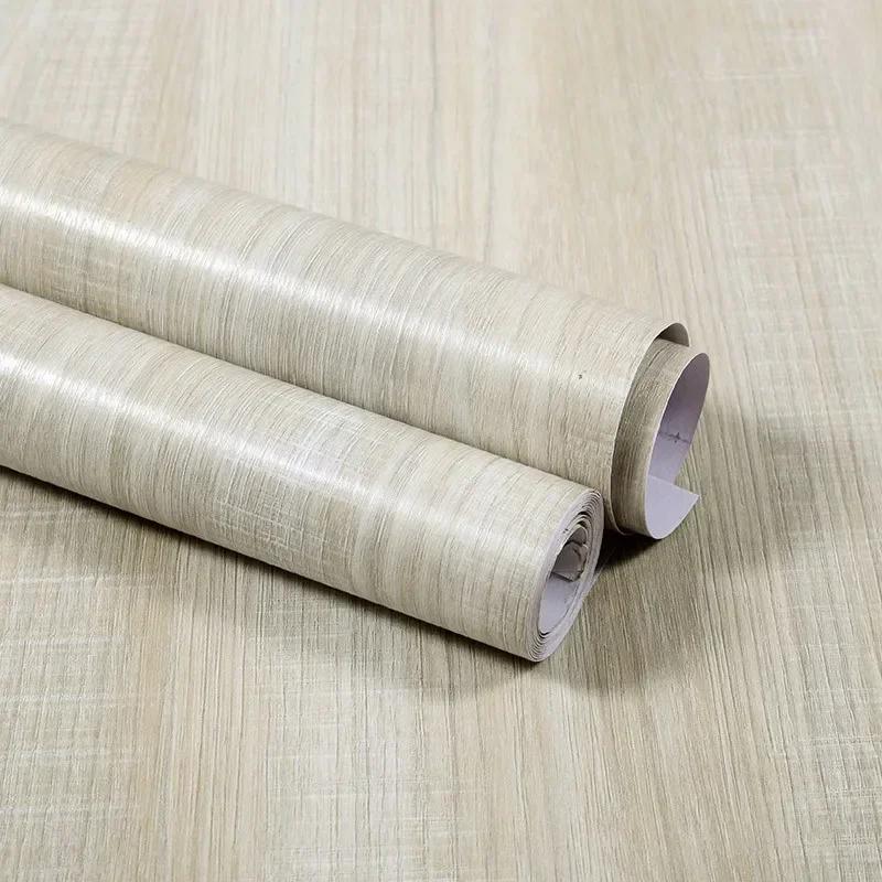 Wasserabweisende Holz-Vinyl-Wandverkleidung Rolle Selbstklebende Dekor Kontaktpapier Türen Schrank Schreibtisch Moderne Möbel Dekorativer Aufkleber