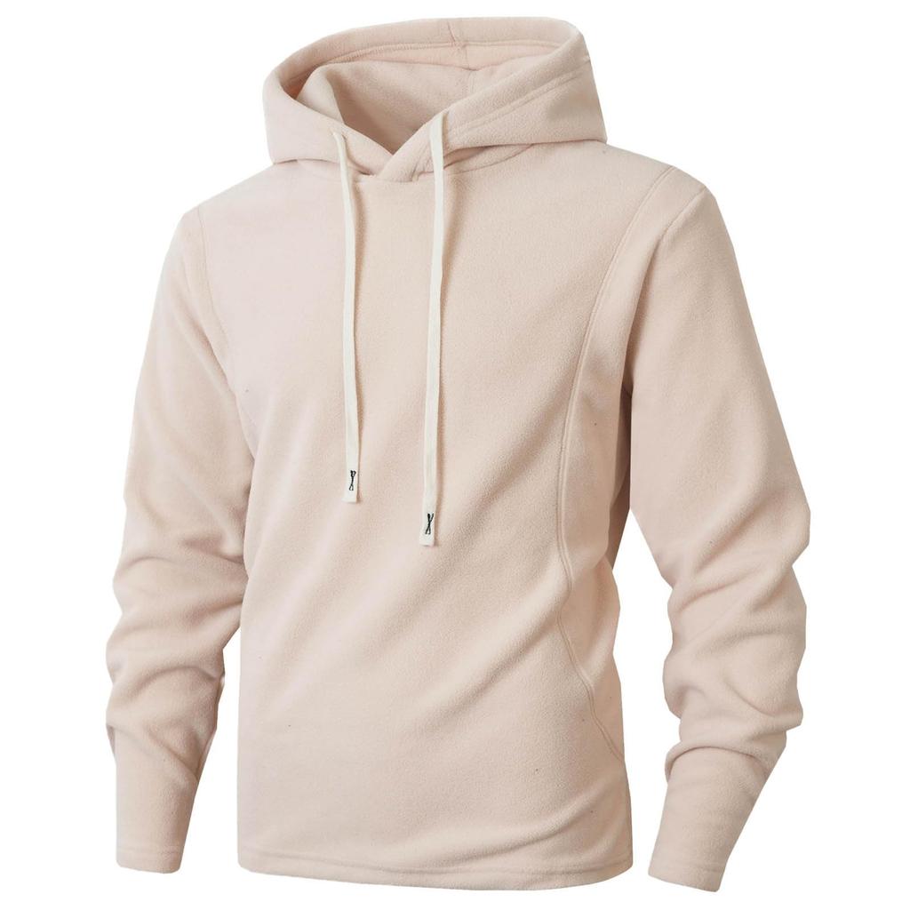 Men'sCoral Fleece Lined Long Sleeve Sweatshirt Warm Casual Streetwear Coat With Pocket