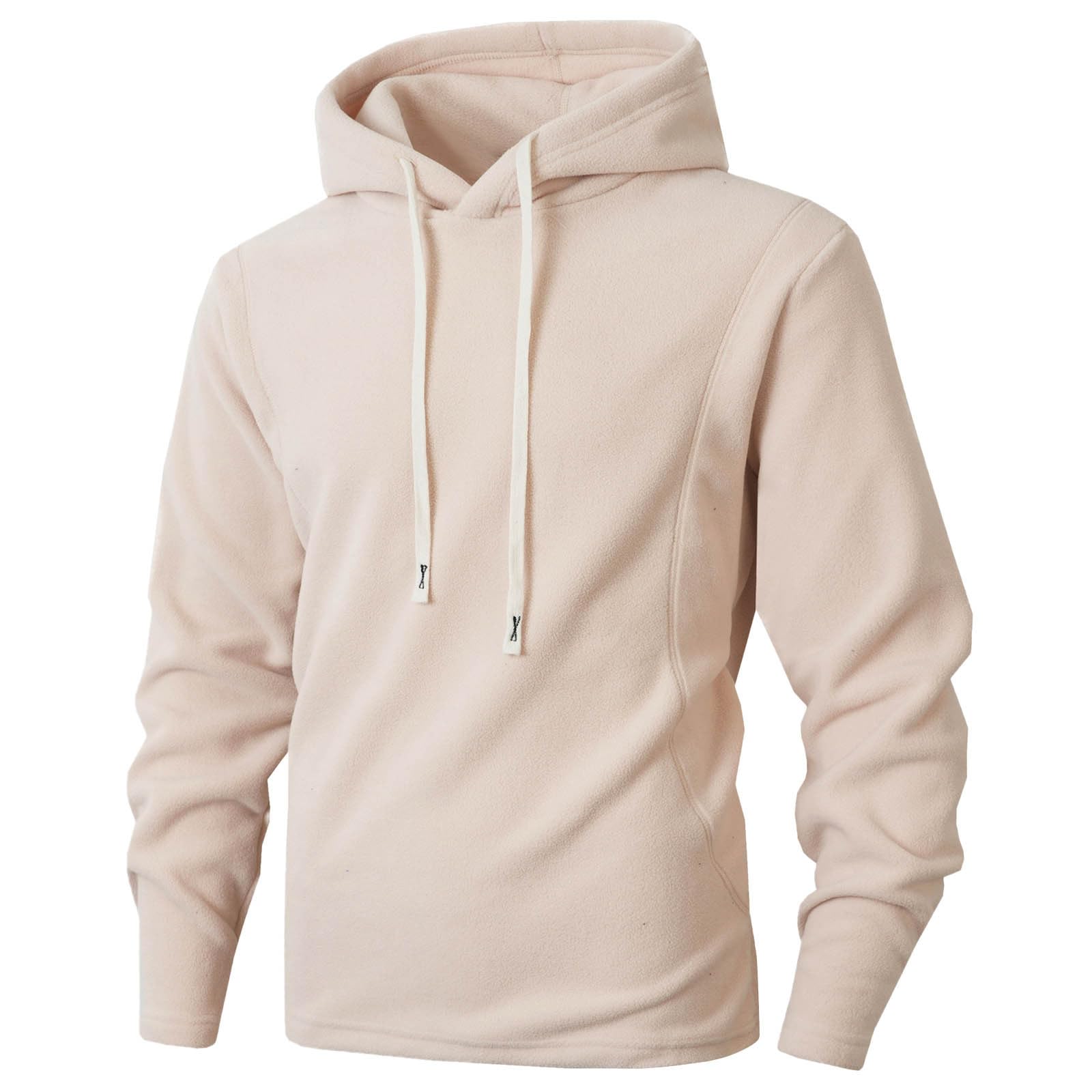 

Men sCoral Fleece Lined Long Sleeve Sweatshirt Warm Casual Streetwear Coat With Pocket M бежевый