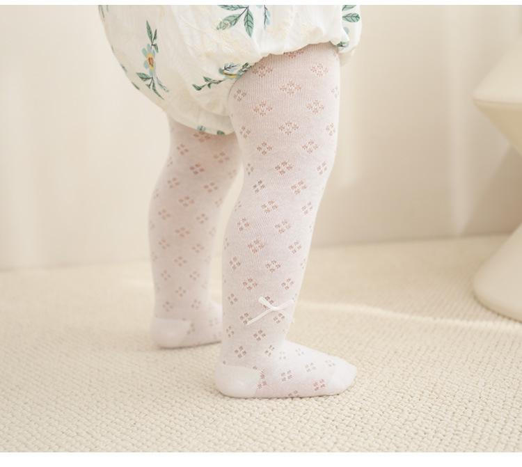 Girls' Ultra-Thin Mesh Breathable Baby Leggings with Bow