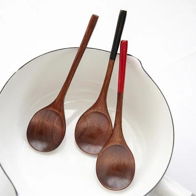 1PC Wooden Spoon Kitchen Cooking Utensils Tool Honey Milk Tableware Long Handle Teaspoon Soup Spoon  Wooden Spoon Tableware