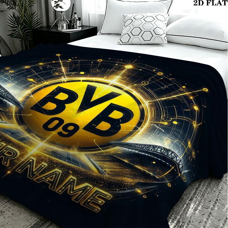 1PC Borussia Custom Name Patterned Flannel Blanket Suitable For All Seasons for Home Decor Warmth and Comfort Gifts Holiday Present
