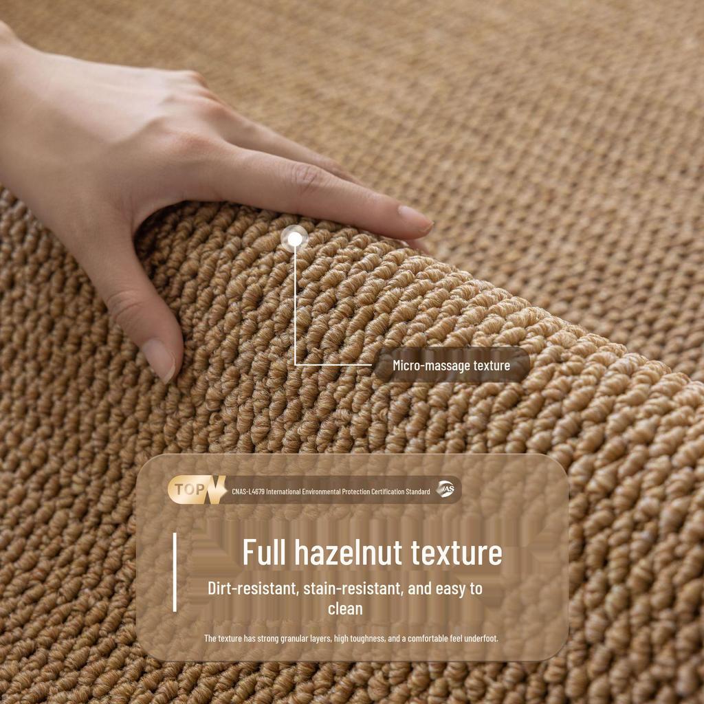 Retro-Style Round Imitation Jute Living Room & Bedroom Carpet, Machine Washable Floor Mat