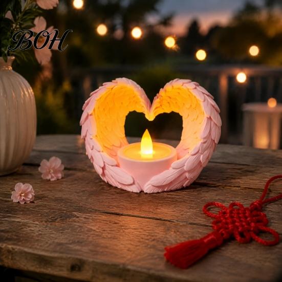 Creative Holiday Gift Ideas Angel Wings Tealight Candle Holder, Prayer Holder Memorial Gifts Housewarming for New Home Decor, Elegant Tabletop