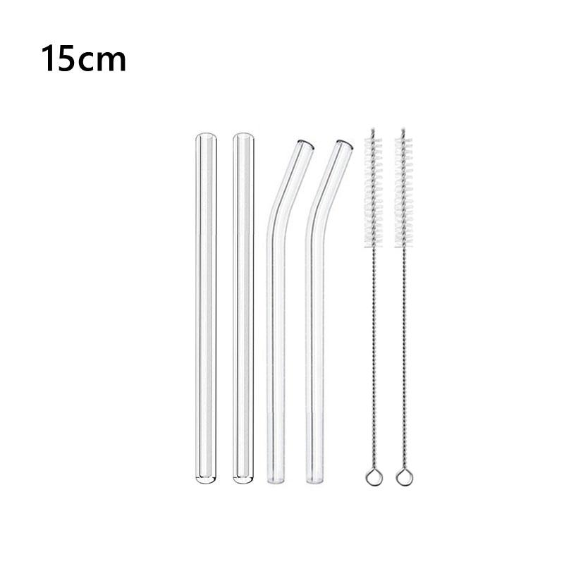 15cm Short Glass Straws 4pcs 6" Reusable Drinking Straws Dishwasher Safe Eco-Friendly Cocktail Straws for Smoothies Milkshake