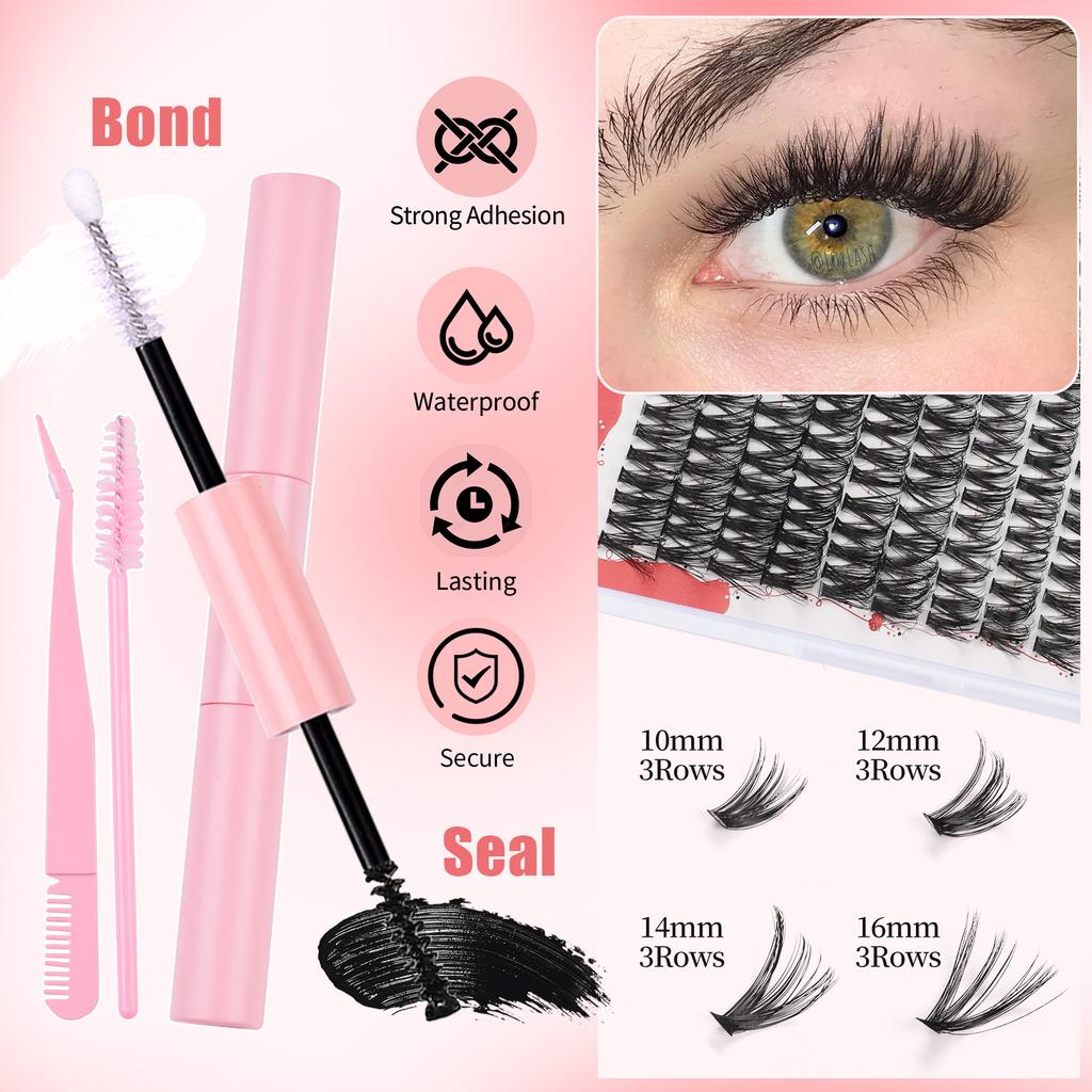 240 Clusters D Curved Hair False Eyelash Set 10-16Mmdiy Segmented Thick Natural Eyelashes