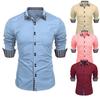 Men's Fashion Plaid  Long Sleeve Shirt Man Lapel Top  Patchwork Business Slim Fit Casual Shirts
