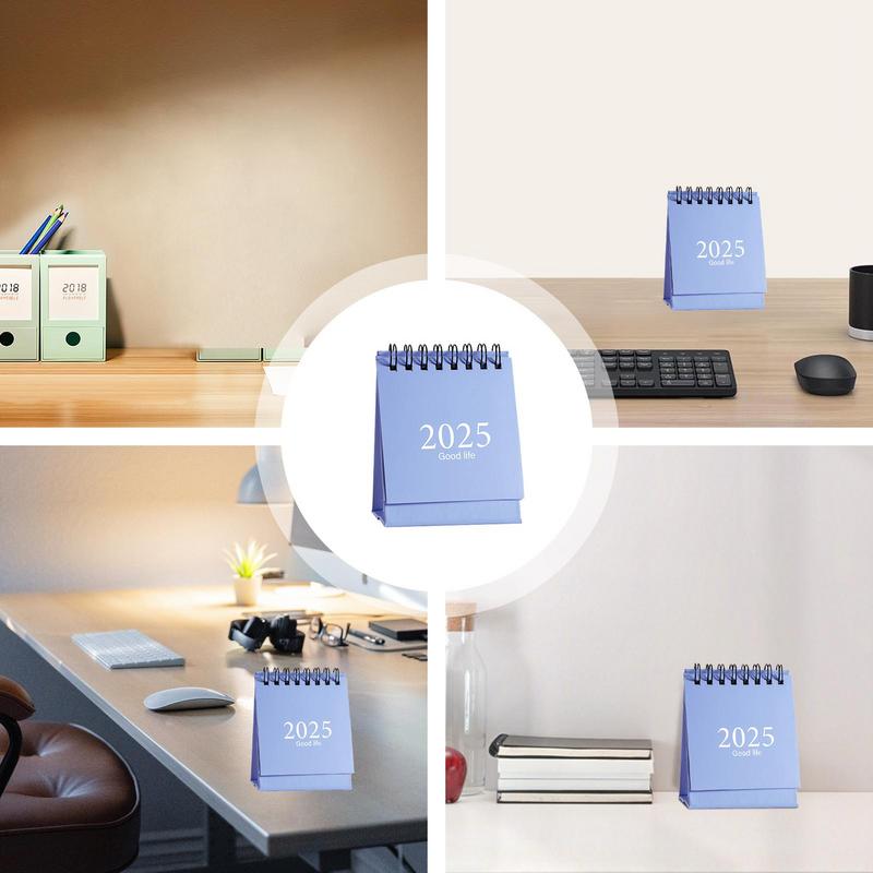 Small Desktop Calendar 2025 Mini simple small desk calendar Double-Sided Standing Flipping Calendar Desktop Decoration