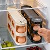 Space Saving Eggs Storage Box Automatic Rolling Egg Holder Egg Roller Rack Side Door Storage