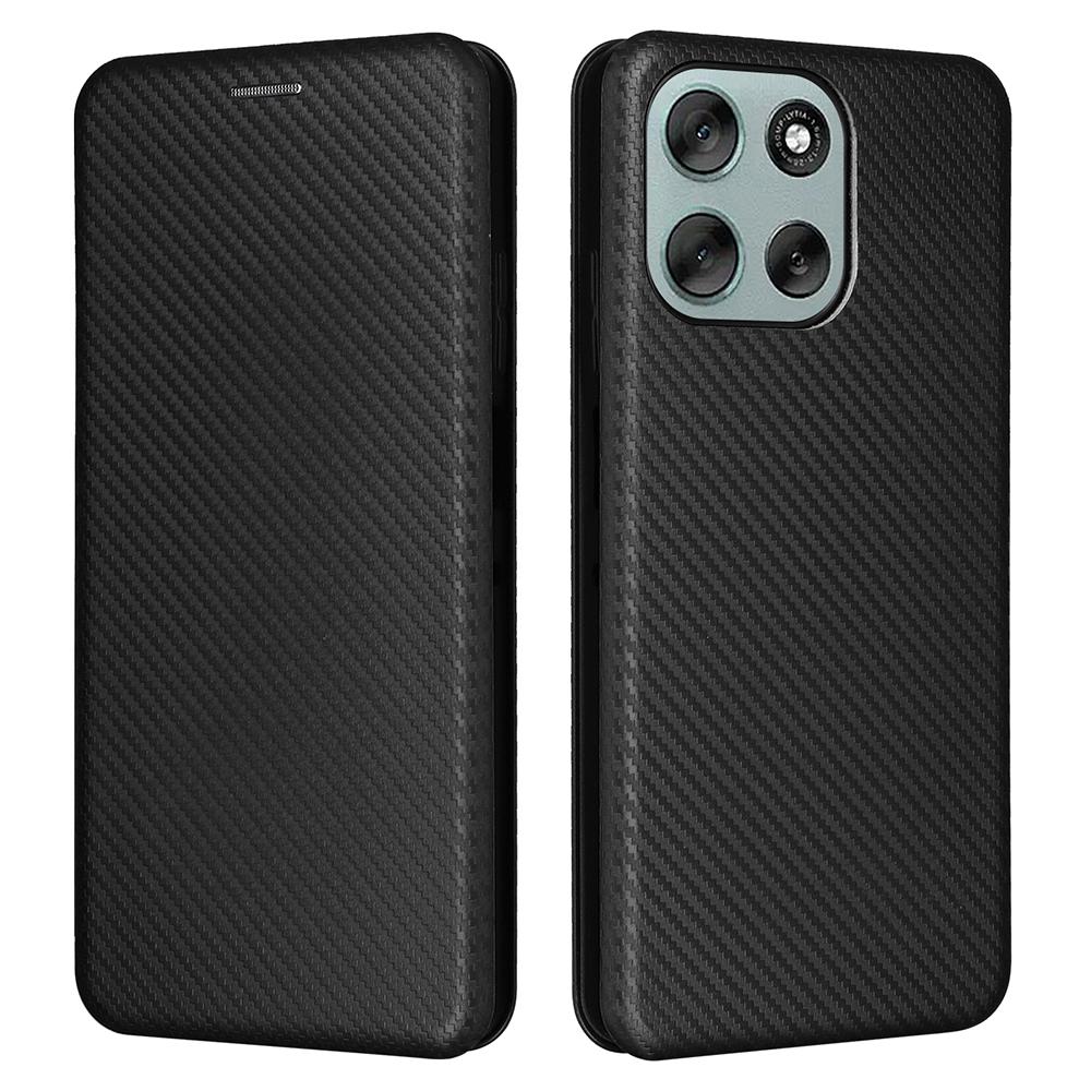 For Motorola Moto G56 5G Case Carbon Fiber Texture Drop-Proof PU Leather Phone Cover