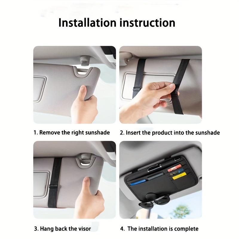 1pc PU Leather Car Visor Organizer with Glasses Holder, Multi-Functional Storage Pouch for Driver's License, Cards, and Accessories