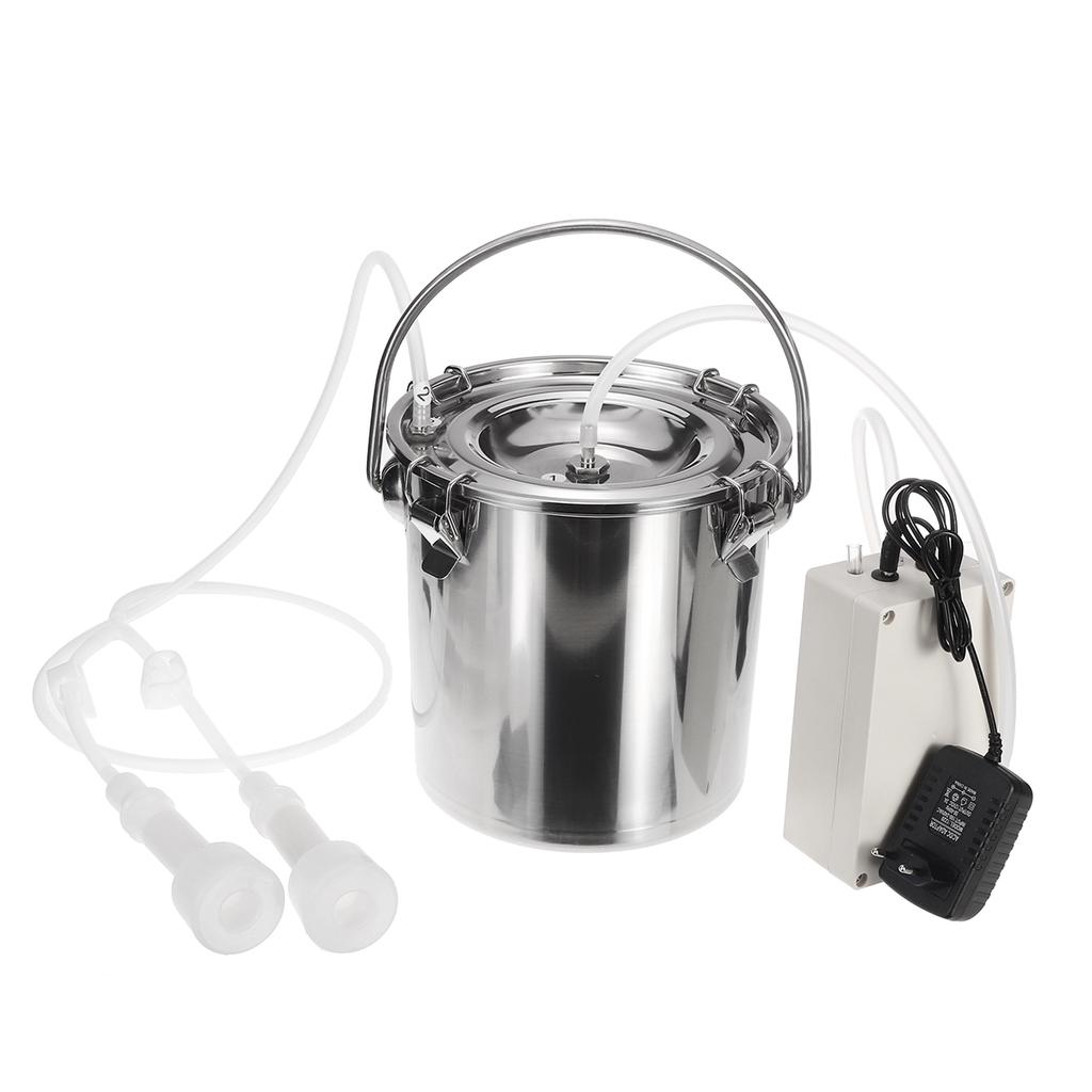 5L Electric Milking Machine Vacuum Impulse Pump Stainless Steel Cow Goat Milker