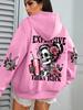 Parla Costoso Stampa Divertente Felpa con Cappuccio da Donna Pullover Larghi Multicolore Pile Autunno Abbigliamento Sportivo Casual con Tasca