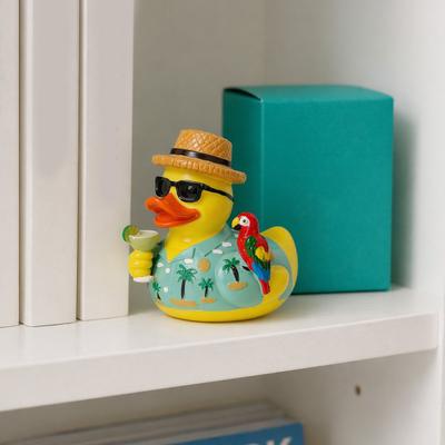 Zomerstrand Eendenbeeldje Vakantie Eend met Zonnebril Weerbestendig Compact Hars Ornament