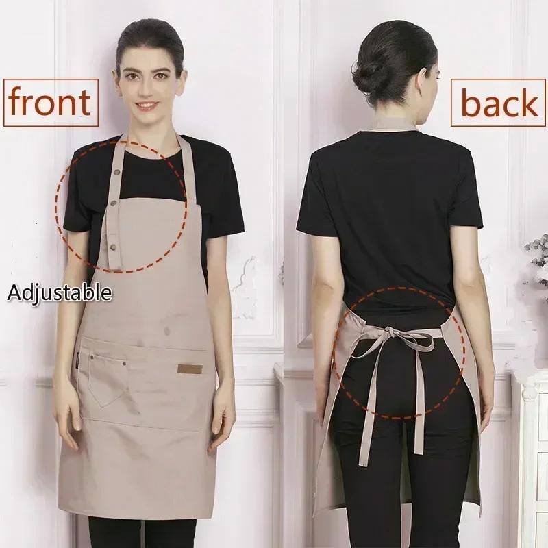 Chef Waiter Cafe Shop Waiter Pure Color Cooking Kitchen Apron For Woman BBQ Hairdresser Aprons Bibs Kitchen Accessory