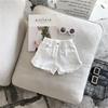 Girls Summer Solid Color Casual Pants Cotton Mid-rise Denim Shorts for Middle and Small Children