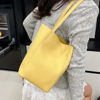 Korean Version of Minimalist Bucket Bag Women's Bag 2025 New Large-capacity Commuter Shoulder Bag Fashionable and Advanced Underarm Bag