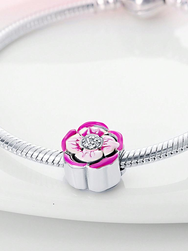 Charms Plata Colorful Flowers Beads Charm Copper Plated Fit Charms Copperoriginal Bracelet For Jewelry Making Diy Charm