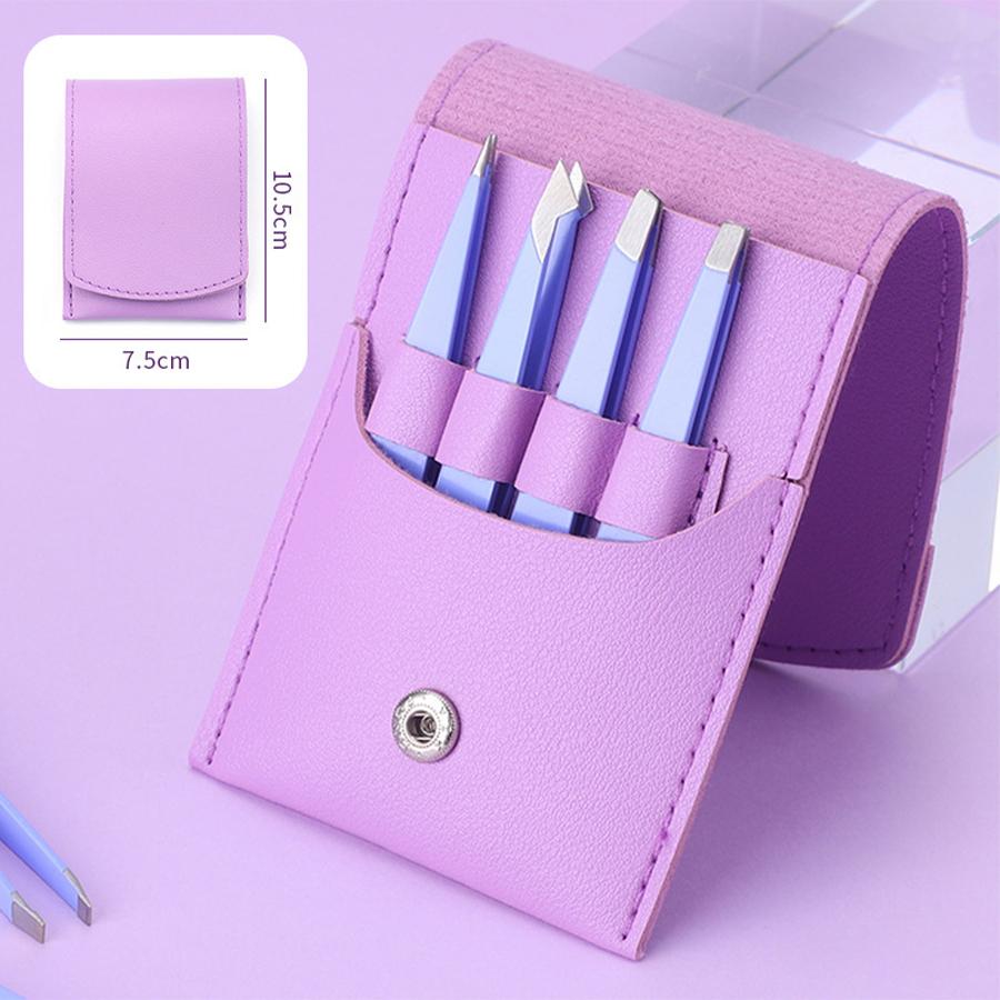 4Pcs Eyebrow Clips Multicolored Tweezers Set for Women Great Precision for Ingrown Hair Splinter Facial Hair Removal Beauty Tool