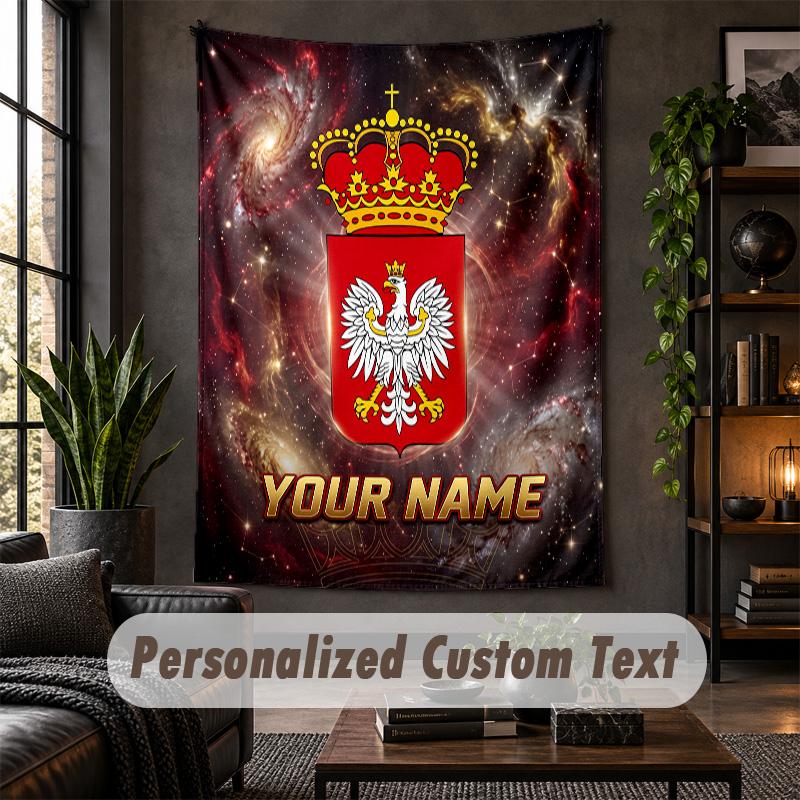Wall Tapestry Poland Football Print Custom Name Text Wall Hanging Home Decor