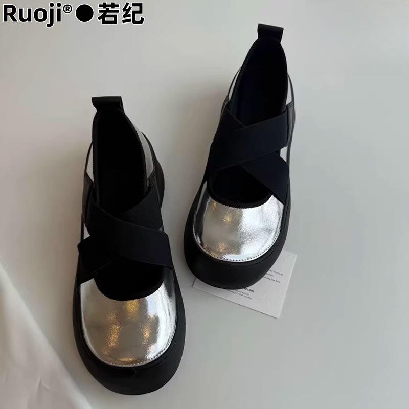 Leather Version~ Silent Platform Sports Style Loafers Women's 2025 New Cross-elastic Mary Jane Shoes Single Shoes