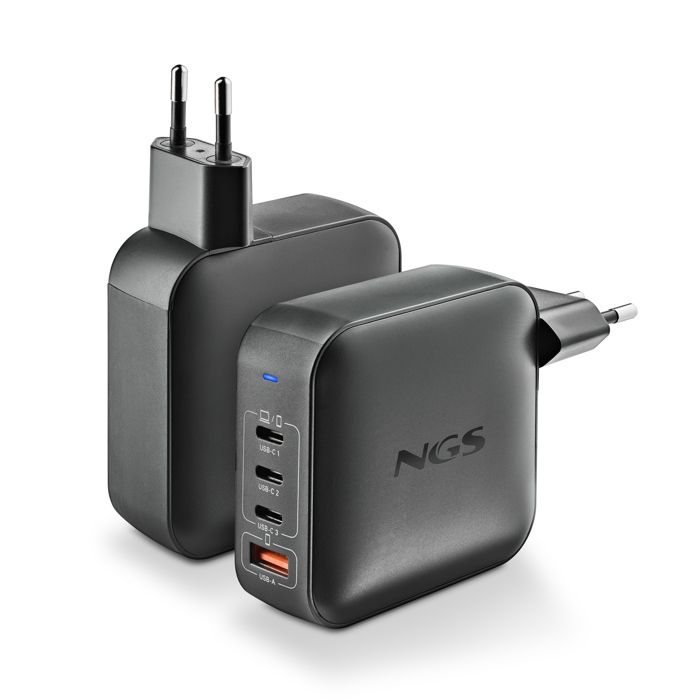 NGS BUD 165W : GaN Chargeur Mural Universel 165W Avec 4 Ports : 3 USB-C+1 USB-A. Chargement Rapide. Grande Compatibilité. Charge Sim