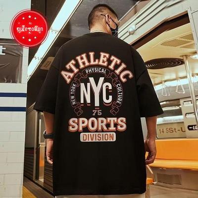 T-shirt oversize en pur coton M4 pour couple, style hip-hop et street dance, manches courtes, style américain tendance
