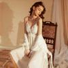 French Romantic Lace Nightgown & Silk Robe Set - High-End Elegant Homewear
