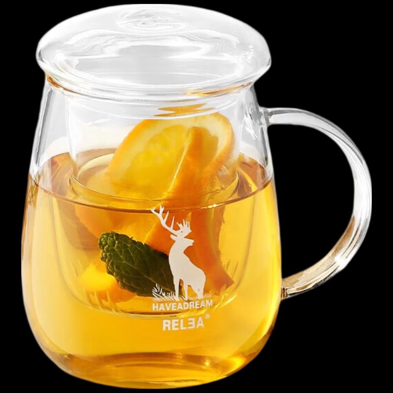 RELEA Mushroom Elk Pattern High Borosilicate Glass Tea Cup