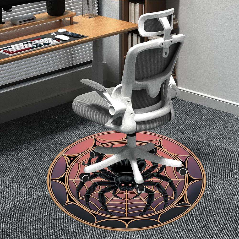 1PC Spider Web Office Round Area Rug, Mat Suitable For Office, Under Office Chairs Bedroom Living Room Home Decor, Room Deco