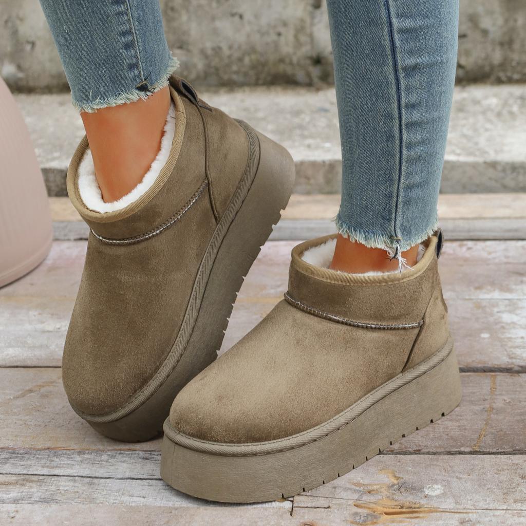 Fashion 2025 New Women Snow Boots Fashion Flats Platform Shoes for Ladies Casual Short Plush Warm Chelsea Ankle Boots Zapatos De Mujer