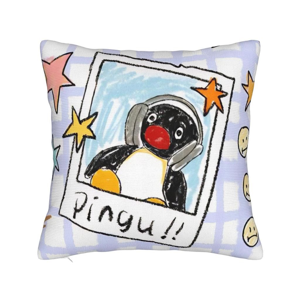 Noot Noot Poszewki na kwadratową poduszkę Pingu Pinga Pokrowiec na poduszkę z pingwinem Dekoracyjna poszewka na poduszkę do domu 18"x18"