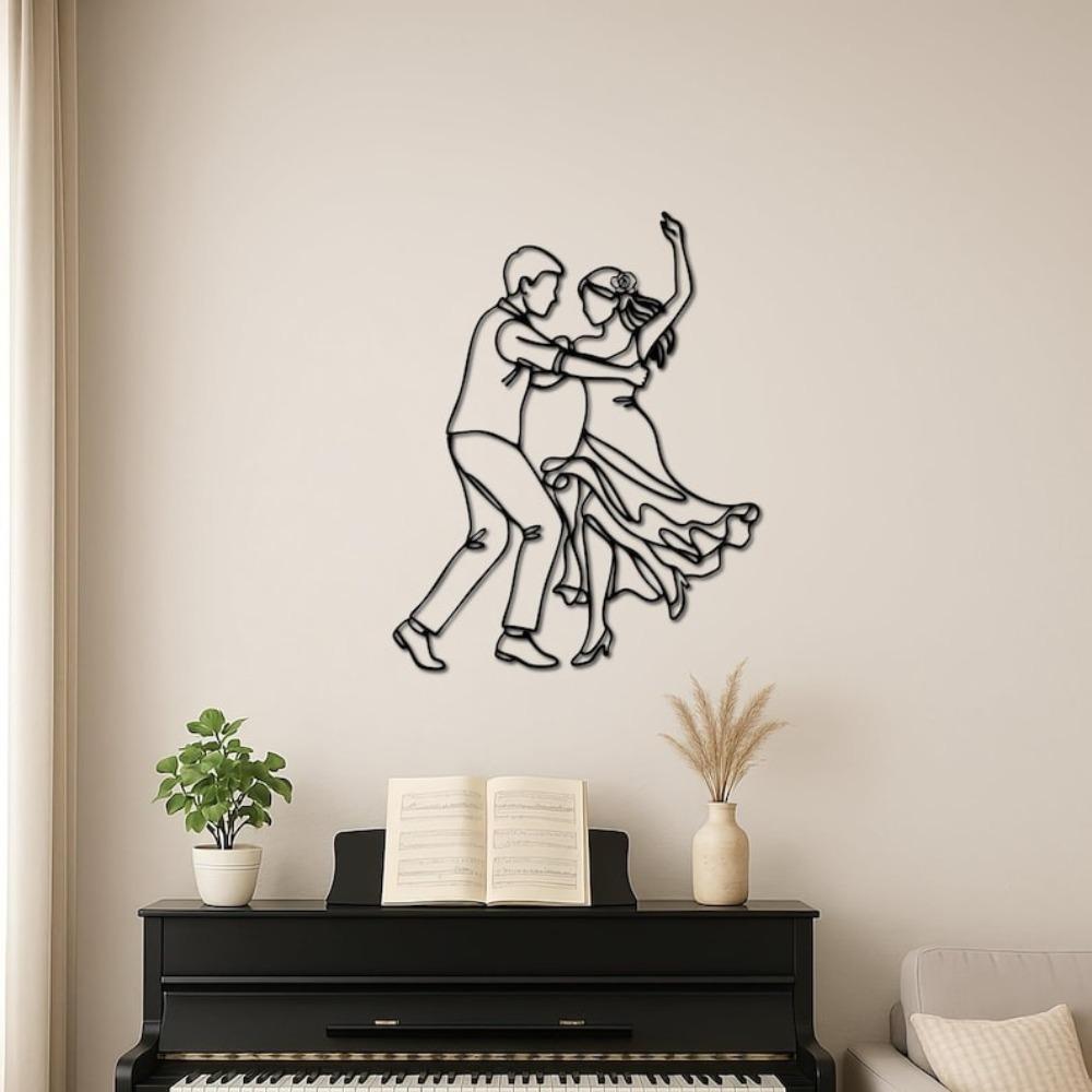 Metal Wall Art Dancing Couple, Romantic Line Art Decor, Latin Dance Metal Wall Sculpture, Flamenco Salsa Decor for Home