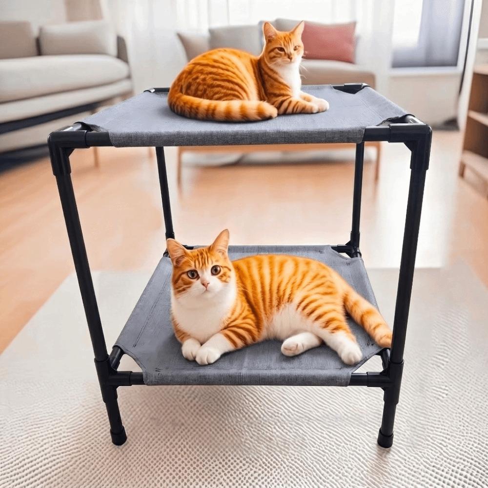 Moisture-Proof Elevated Pet Bed Double Layer Cat Sleeping Bed Pet Cot Bed Outdoor Camping